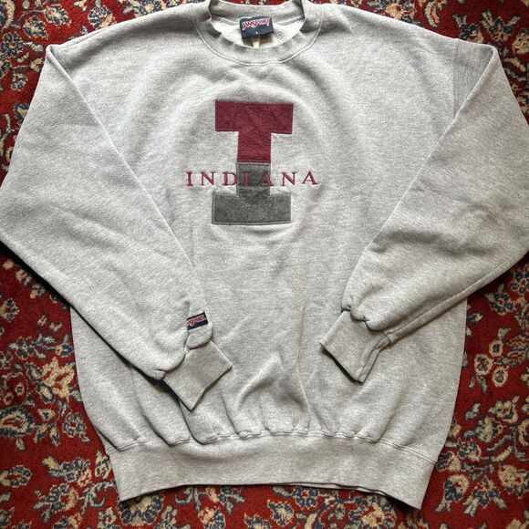 VTG Indiana Hoosiers DAD JanSport USA Made Grey Sweater Sweatshirt Adult Large - Picture 1 of 8
